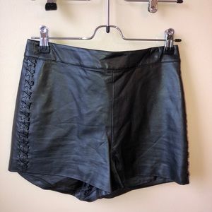 Black leather faux shorts